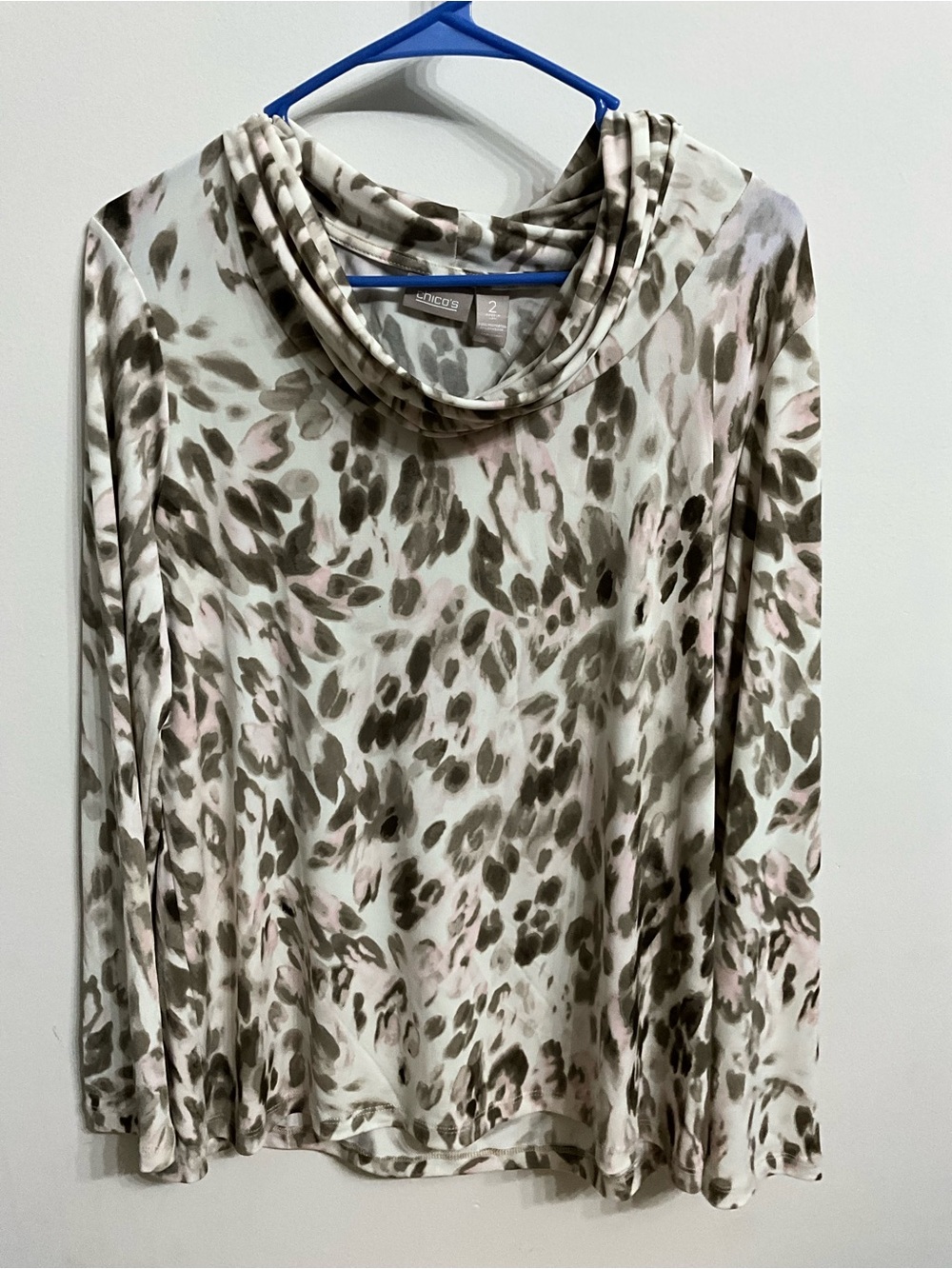 Chico's Taupe and Pale Pink Cowl Neck Sweater